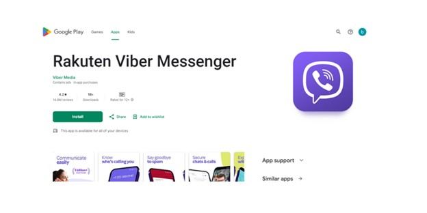 Viber messaging app in PlayStore