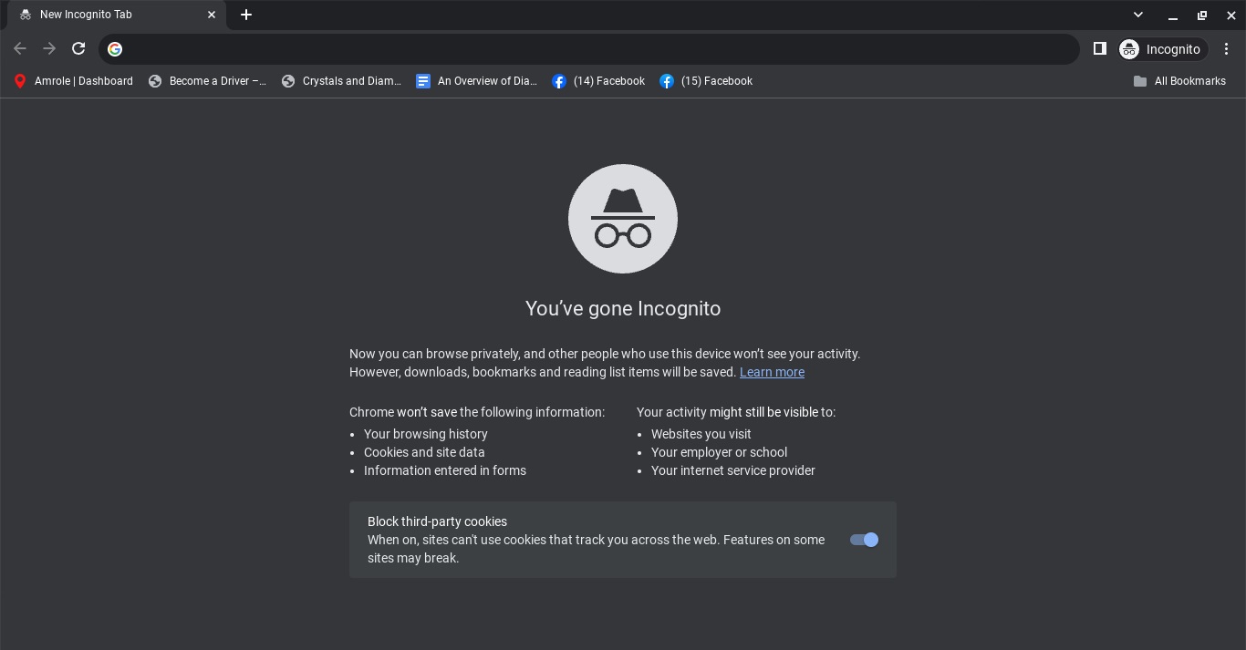 Chrome browser incognito mode preview.