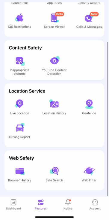 famisafe features page