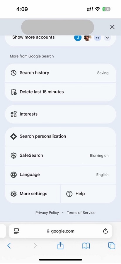 mobile profile page