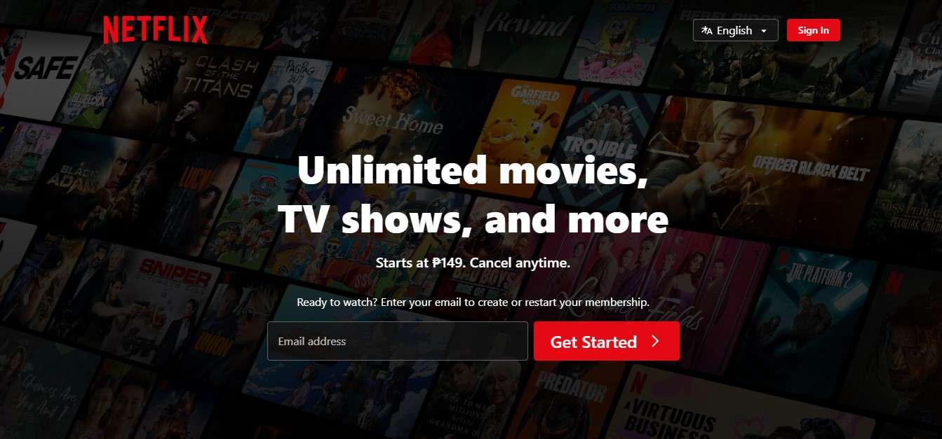 netflix streaming service on web