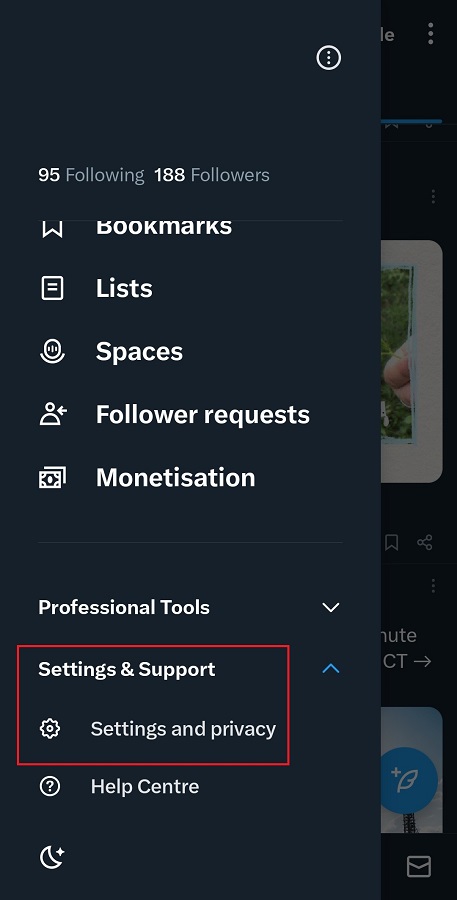 twitter mobile app settings and support