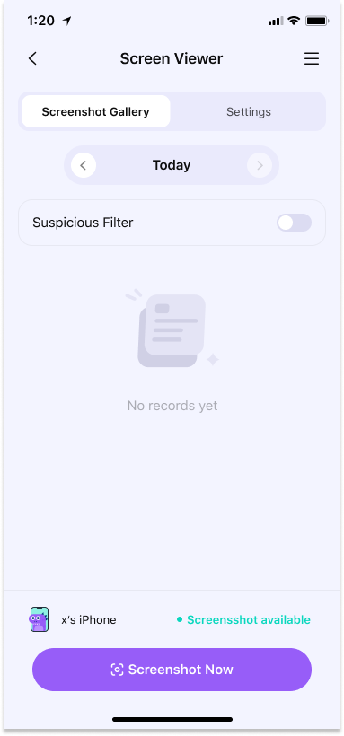 toggle suspicious filter in screenshot gallery 