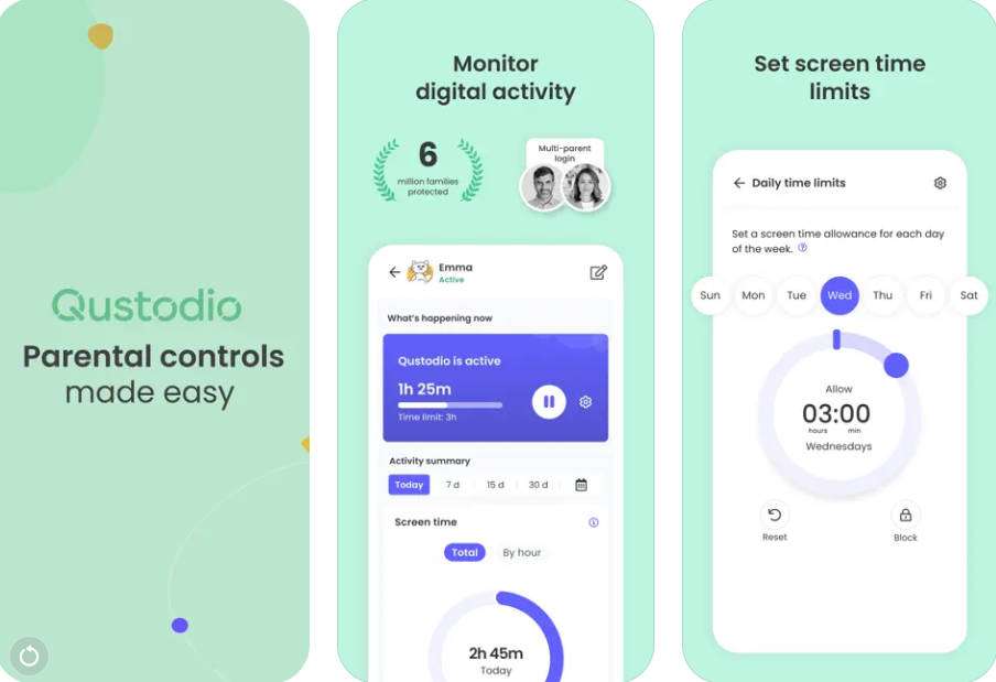 Qustodio AI-powered parental control app.