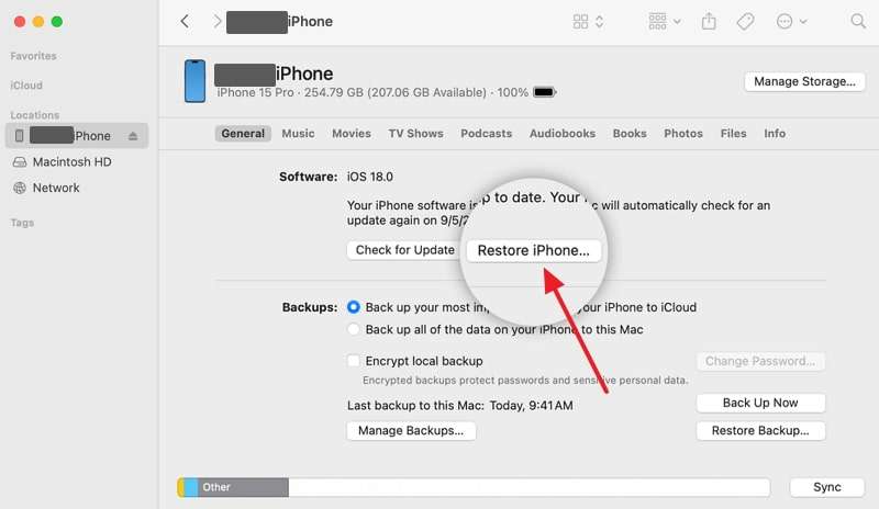 use restore iphone button finder 