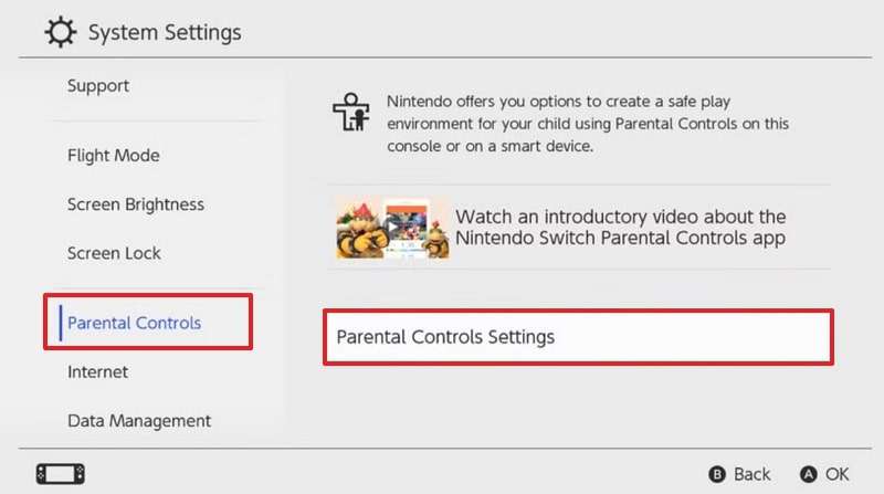 choose parental control settings 