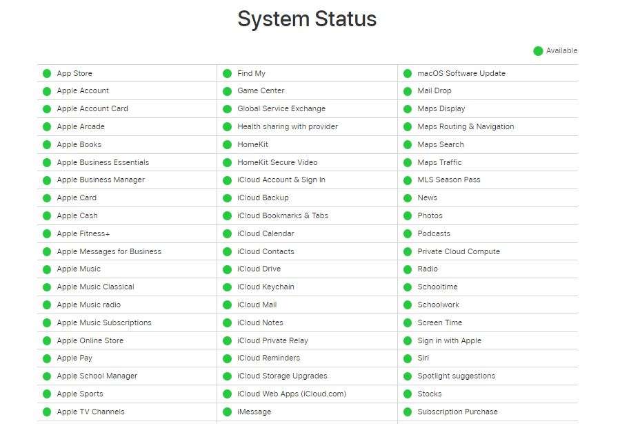 Check Apple’s system status website to see if the screen time is functional or not.