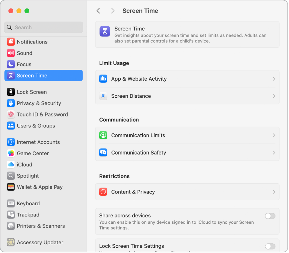 manage screen time mac 