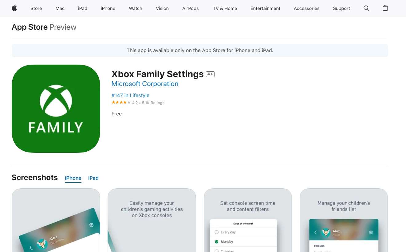 download xbox family setting app