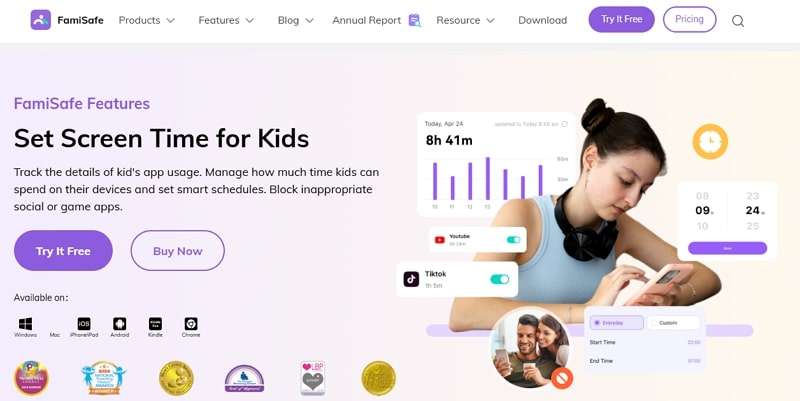 famisafe screen time controlling app