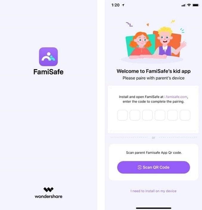 access famisafe on kid device