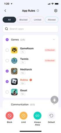 block app you aim to restrict 