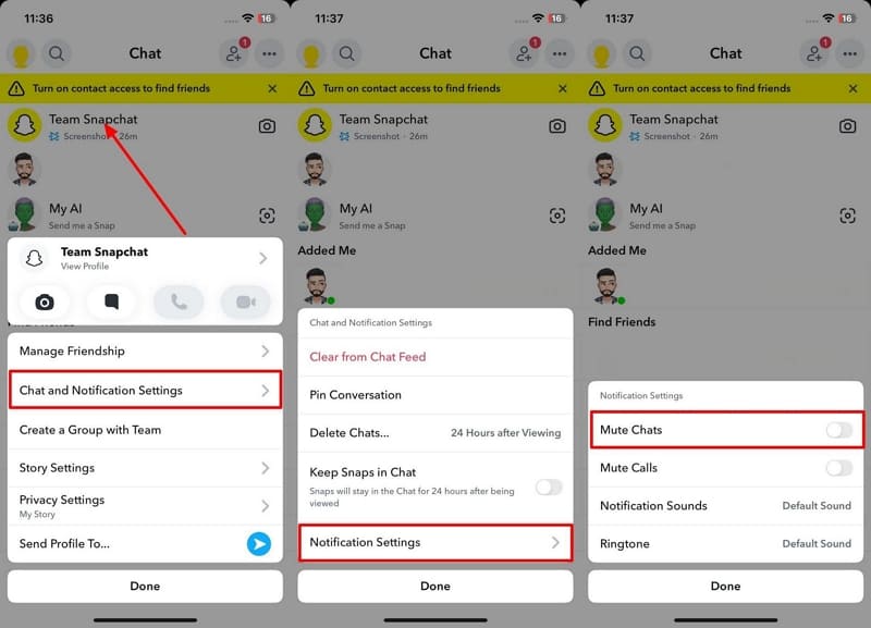 mute calls from notification settings 