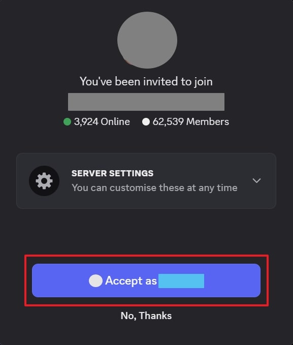 tap accept as button