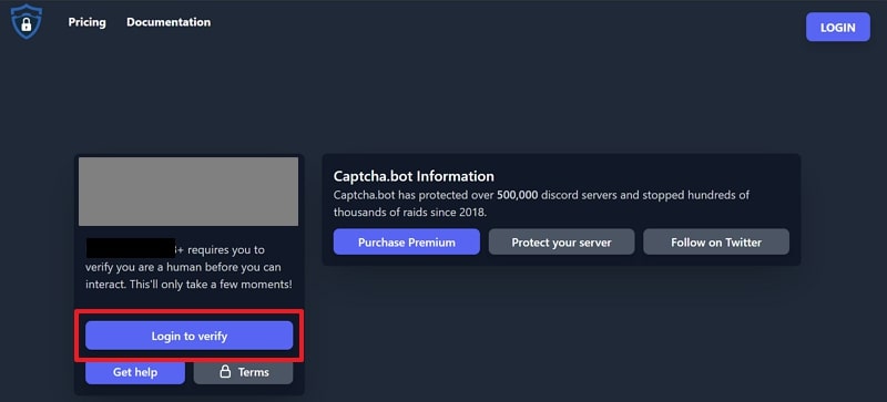 press login to verify button