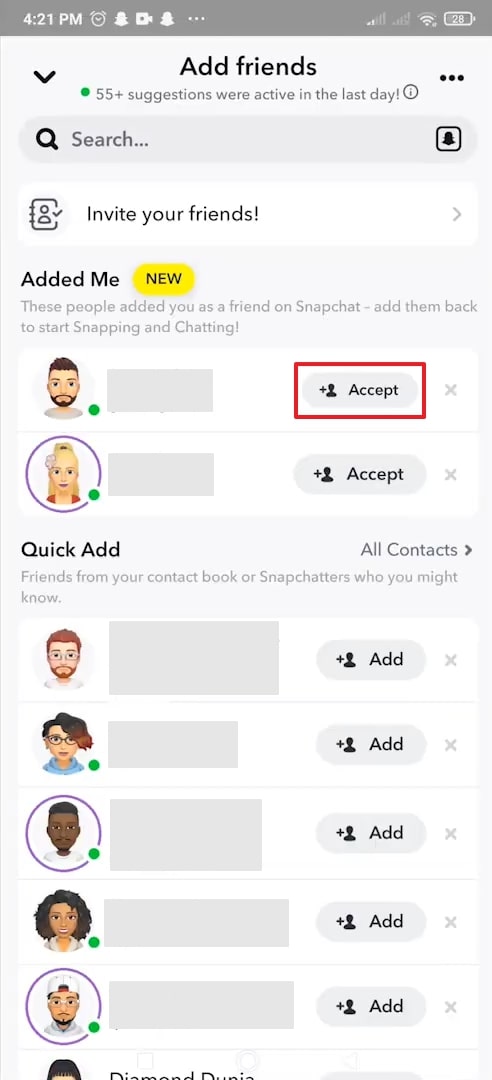 tap the accept button