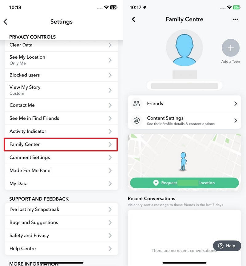 modify snapchat parental controls