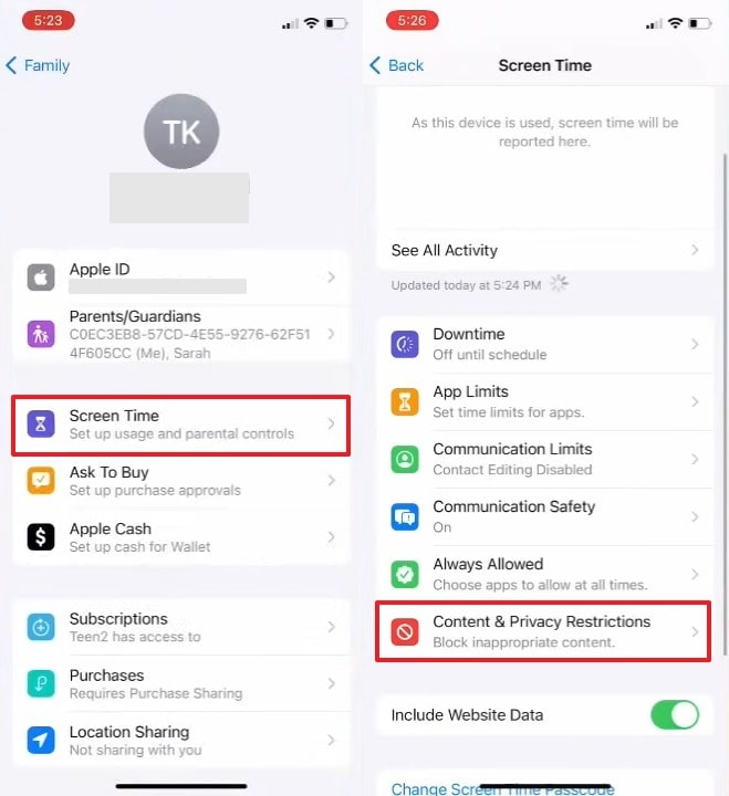 locate content & privacy restrictions 