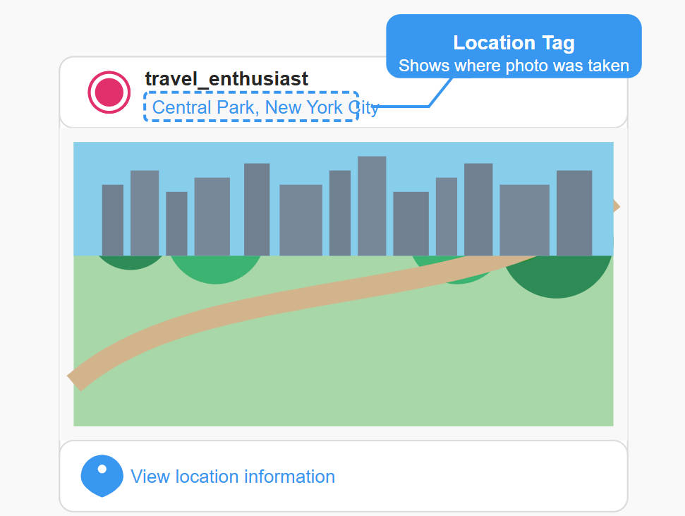 checking Instagram location tags on a public post