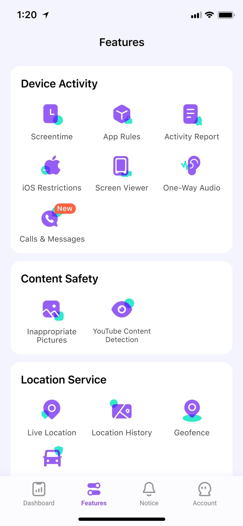 locate call & message feature 