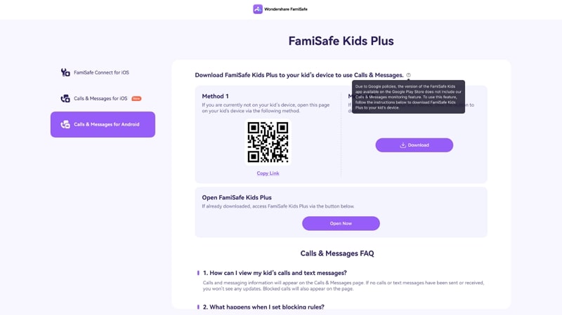 download famisafe on kids device  