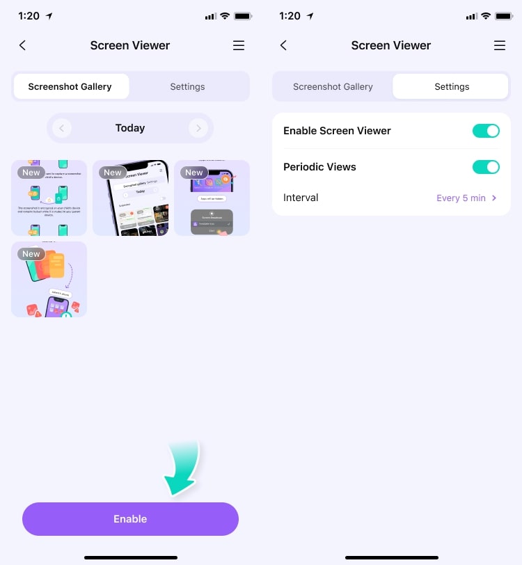 continue to enable screen viewer intervals 