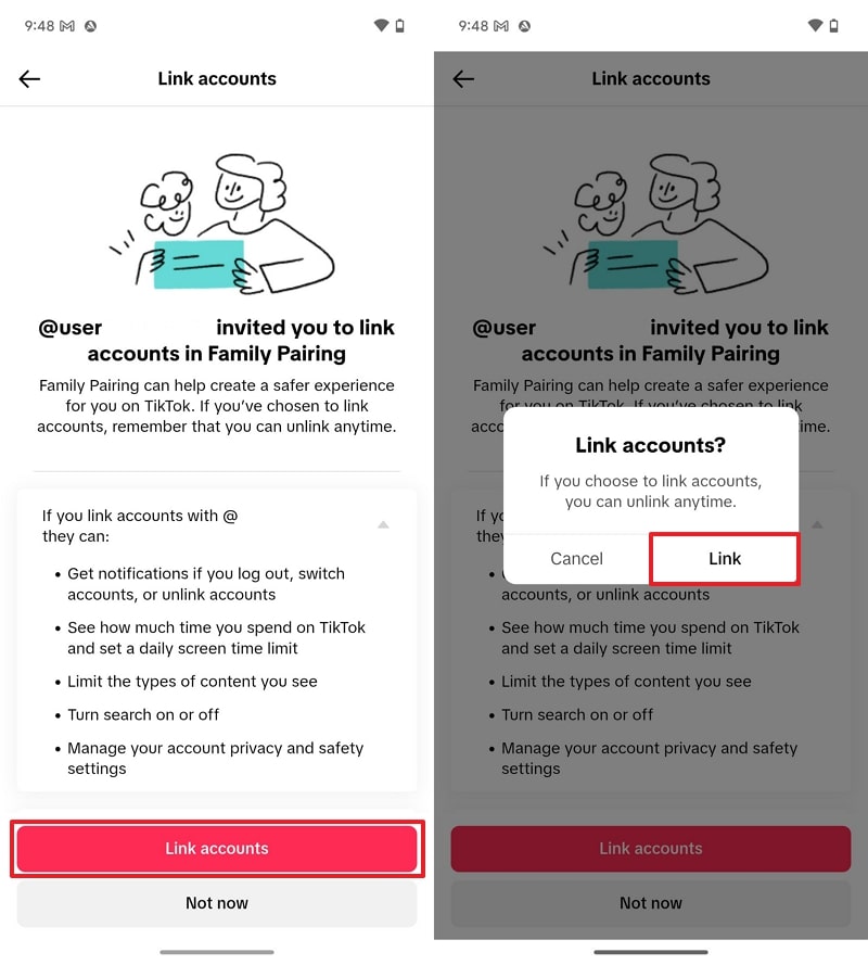 hit link accounts to link them