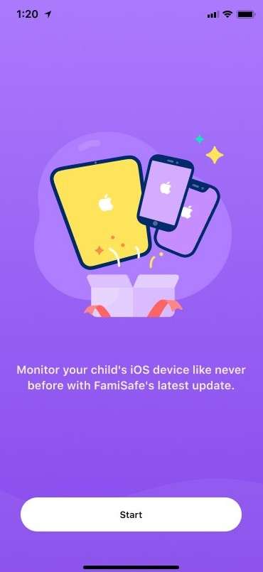 start setup in the FamiSafe app
