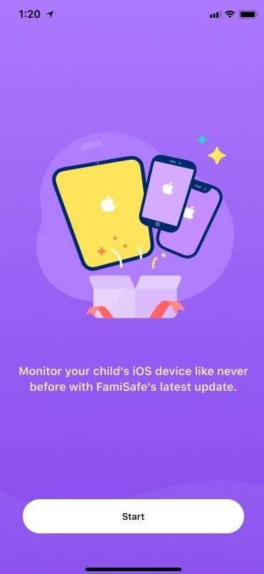 tap Start to log in to FamiSafe