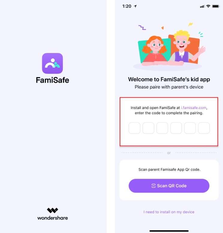 scan the FamiSafe pairing code