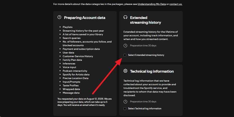 choose Extended Streaming History