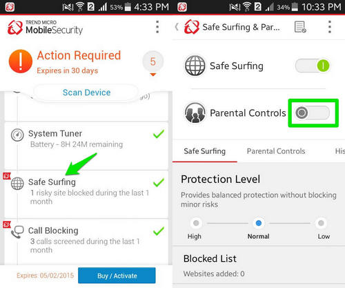 Trend Micro pour bloquer les sites Web sur Android