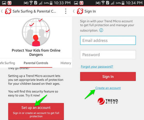 Trend Micro to block sites on android