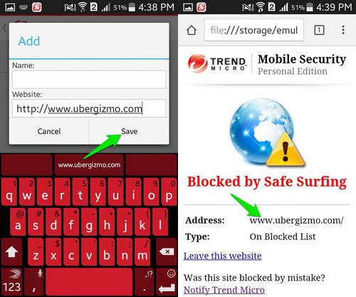 Trend Micro pour bloquer les sites Web sur Android