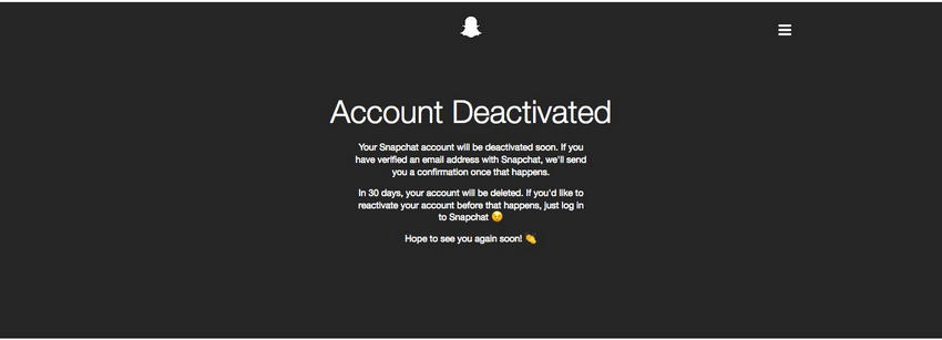 suppression du compte Snapchat