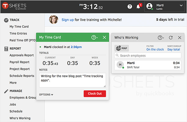 free time tracking software - TSheets