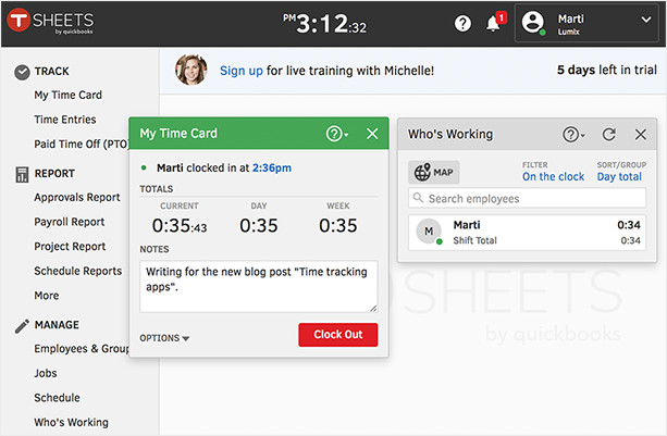 kostenlose Zeiterfassung software - TSheets