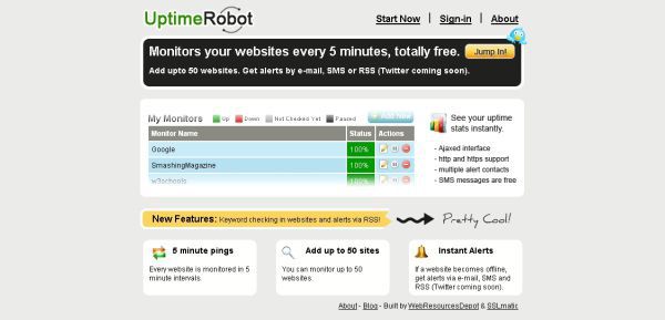 surveillance gratuite de site Web - Uptime Robot
