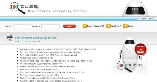 free website monitoring - 100Pulse