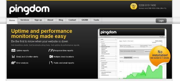 monitoreo de sitio web gratis - Pingdom
