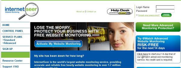 monitoramento grátis de websites - InternetSeer