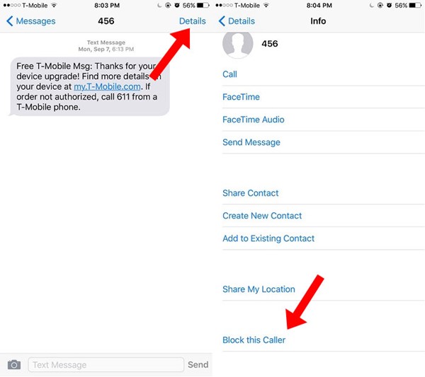 block text messages on iphone