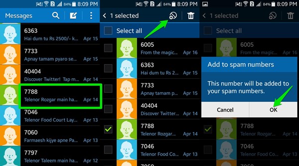 block text messages on android