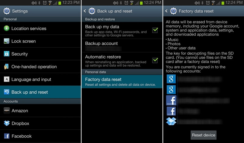 Perform a factory reset to tell if your phone is being tracked