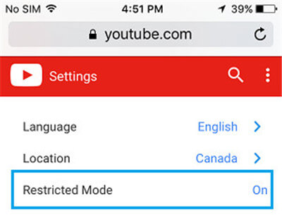 Open restrict mode to set up youtube parental control on ipad