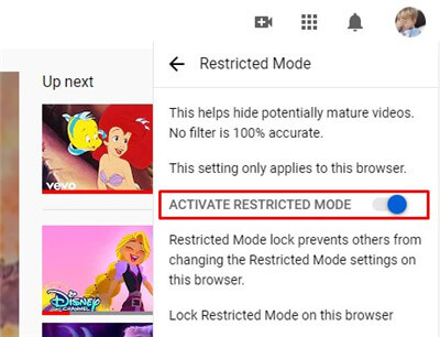 turn on restricted mode on youtube browser on computer