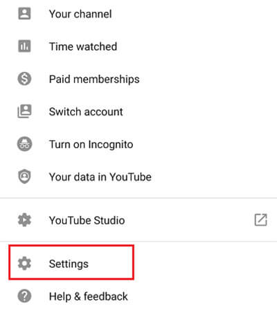 Click settings to set up parental controls on youtube for android