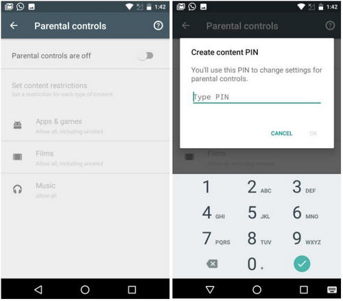 mettre en place des contrôles parentaux sur Android Play Store