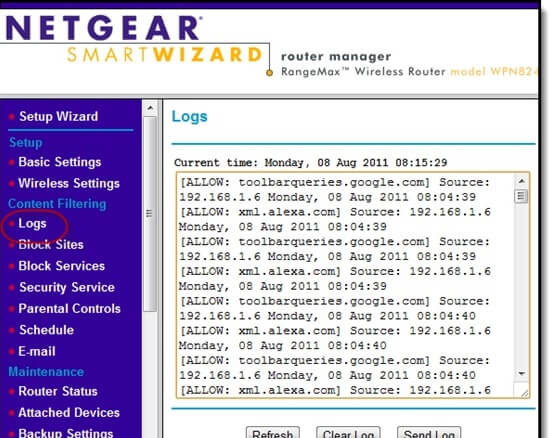 cronologia del router