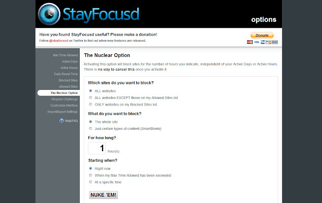 bloqueador de sitio web gratuito - StayFocusd